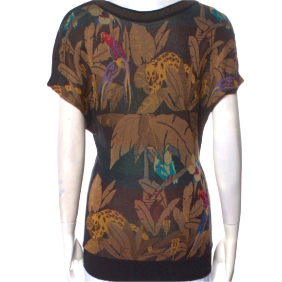 Vintage Gianni VERSACE Jungle Animal Print Top - Size Large - Picture 2 of 11